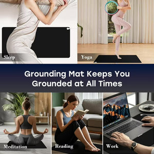 26x10in Conductive PU Grounding Mat - 15" Cord + Test Pen, AntiSlip 5mm for Sleeping Desk Yoga Wellness Support
