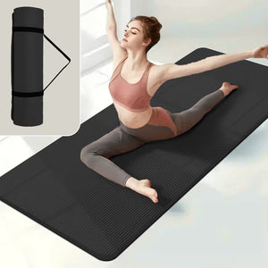Thick Solid Color Yoga Mat with Strap, Non-Slip Exercise Mat for Yoga Pilates Gymnastics
