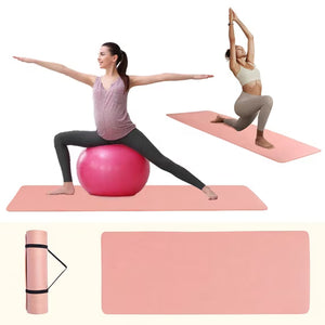 Thick Solid Color Yoga Mat with Strap, Non-Slip Exercise Mat for Yoga Pilates Gymnastics